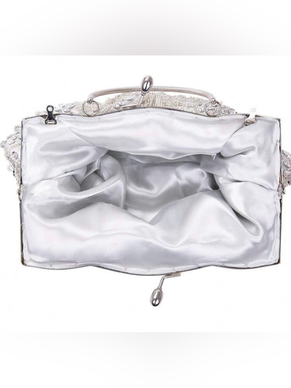 Silver beaded clutch prom wedding bag - Picture 4 of 7